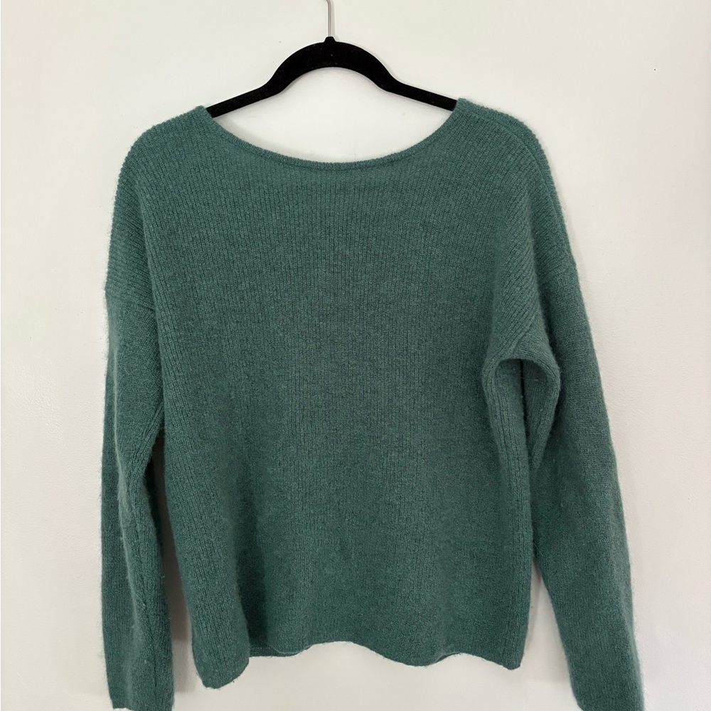 Sezane Teal Button-Up Wool Blend Cardigan - Picture 2 of 3